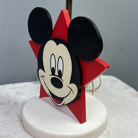 Disney Mickey Mouse Wooden Lamp Table Desk Star Shape Red Black Kids Room - Picture 3 of 7